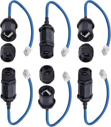 موصل مقاوم للماء RJ45 للتركيب على اللوحة مع درع، ذكر إلى أنثى، 8P8C، CAT6، M22 IP67 وصلة كابل إيثرنت LAN محول خارجي مقاوم للطقس (6 عبوات) in Kuwait