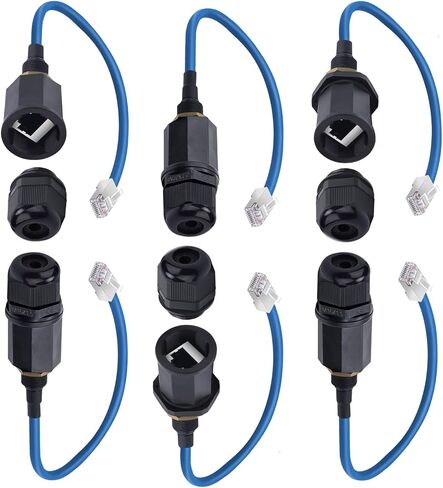 موصل مقاوم للماء RJ45 للتركيب على اللوحة مع درع، ذكر إلى أنثى، 8P8C، CAT6، M22 IP67 وصلة كابل إيثرنت LAN محول خارجي مقاوم للطقس (6 عبوات) in Kuwait