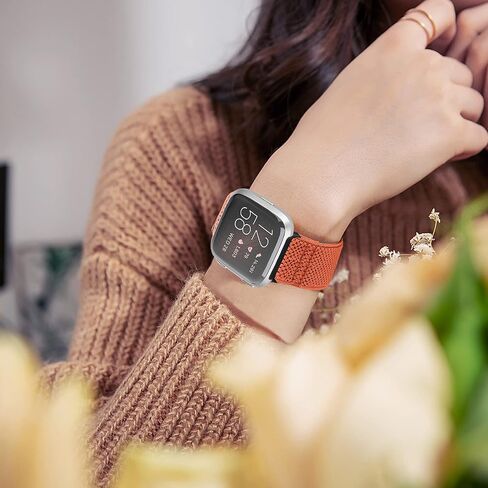 أربطة مرنة متوافقة مع سوار ساعة Fitbit Versa 2/Versa/Versa Lite/Versa Special Edition، أشرطة مضفرة من النايلون قابلة للتعديل بديلة لسوار معصم رياضي بحلقة منفردة للنساء والرجال in Saudi Arabia