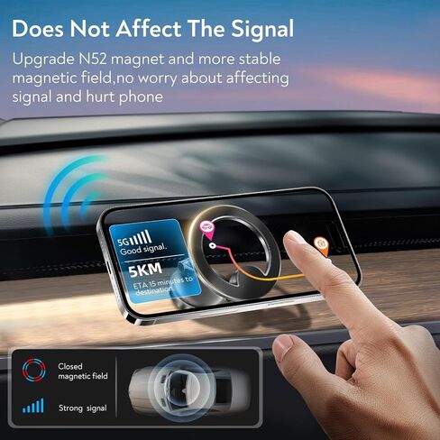 REYGEAK for Magsafe Car Mount، حامل هاتف مغناطيسي للوحة السيارة، حامل هاتف يدور 360 درجة بدون استخدام اليدين، حامل سيارة مغناطيسي لهاتف iPhone 15 14 13 12 Pro Max Plus Mini MagSafe in Kuwait