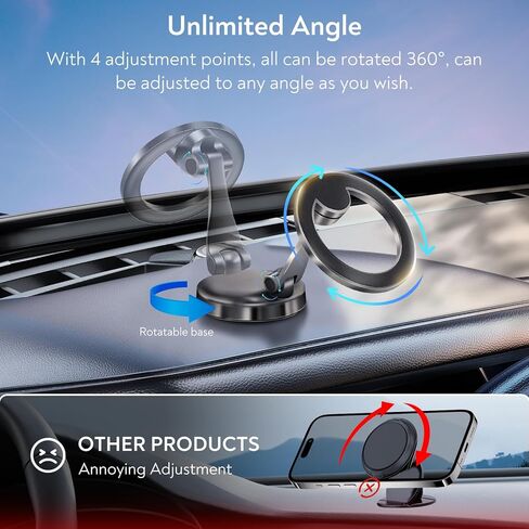 REYGEAK for Magsafe Car Mount، حامل هاتف مغناطيسي للوحة السيارة، حامل هاتف يدور 360 درجة بدون استخدام اليدين، حامل سيارة مغناطيسي لهاتف iPhone 15 14 13 12 Pro Max Plus Mini MagSafe in Kuwait
