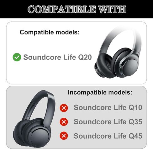 Q10 Replacement Ear Cushion Foam Cover Ear Pads Soft Cushion for Anker Soundcore Life Q10 / Q10BT Headphones (Black) in Kuwait