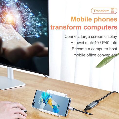 USB C to HDMI Adapter 4K 60Hz, Type C Thunderbolt 3/4 to HDMI Adapter with Video Audio Output Compatible with MacBook Air, iPad Pro, Surface Pro, Silver in Saudi Arabia