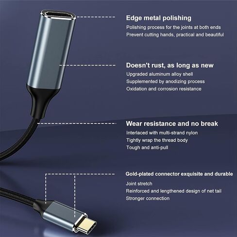 USB C to HDMI Adapter 4K 60Hz, Type C Thunderbolt 3/4 to HDMI Adapter with Video Audio Output Compatible with MacBook Air, iPad Pro, Surface Pro, Silver in Saudi Arabia