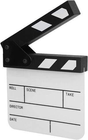 Movie Film Clap Board, Mini Acrylic Director Scene Clapperboard Photography Studio Video Tv Cut Action Film Cut Prop Scene Clapper with Give Away Erasable Pen (Black and White in Kuwait
