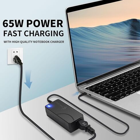 65W USB C Laptop Charger for Lenovo Chromebook Thinkpad Yoga, DELL Latitude XPS, HP EliteBook, Acer Asus MacBook pro 20V 3.25A Type C AC Adapter Power Supply Cord in Saudi Arabia