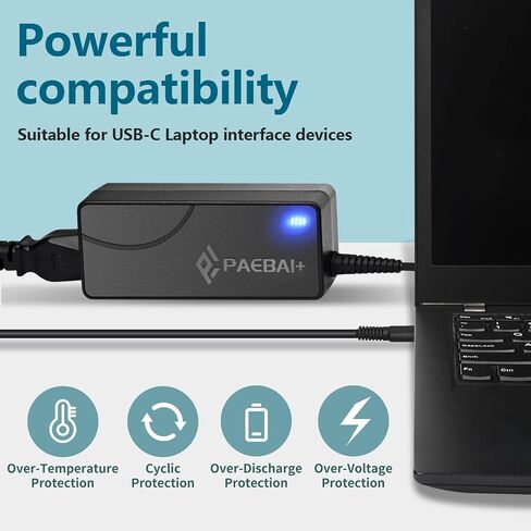 65W USB C Laptop Charger for Lenovo Chromebook Thinkpad Yoga, DELL Latitude XPS, HP EliteBook, Acer Asus MacBook pro 20V 3.25A Type C AC Adapter Power Supply Cord in Saudi Arabia