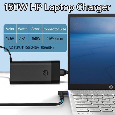 Original 150W AC Charger Fit for HP Zbook 15 16 17 15 15v G3 G4 G5 G6 G7 G8 G9 ZBook Studio G3 G4 G5 G6 G7 G8 OMEN by 15 17 Pavilion Gaming 15 17 TPN-CA11 TPN-DA09 Laptop Power Supply Adapter in Saudi Arabia