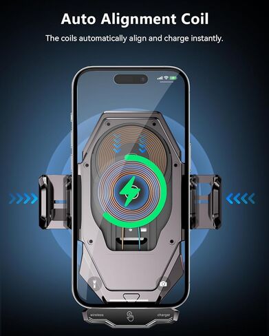 شاحن سيارة لاسلكي من ESSAGER، حامل هاتف سريع الشحن بقدرة 15 وات Qi لتركيب الهاتف في السيارة لهواتف iPhone 15 14 13 12 11 Pro Max Xs وSamsung Galaxy S24 Ultra S23 S22 S21 وS20 وS10+ in Kuwait