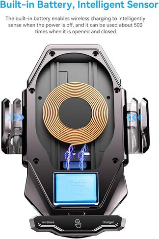 شاحن سيارة لاسلكي من ESSAGER، حامل هاتف سريع الشحن بقدرة 15 وات Qi لتركيب الهاتف في السيارة لهواتف iPhone 15 14 13 12 11 Pro Max Xs وSamsung Galaxy S24 Ultra S23 S22 S21 وS20 وS10+ in Kuwait