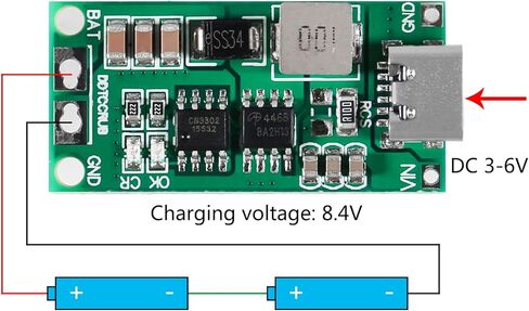 2PCS USB C BMS Step-up Boost Module 2S 3S 4S 1A 2A 4A 18650 Lithium Battery Charger Board for Li-Po Polymer Power Bank (3S 1A) in Saudi Arabia