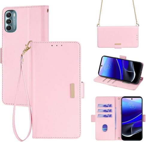 Asuwish Phone Case for Motorola Moto G Stylus 5G 2022 Wallet Cover with Tempered Glass Screen Protector and RFID Blocking Wrist Strap Flip Credit Card Holder Slot Cell XT2215-1 XT2215-4 XT2215DL Pink in Saudi Arabia