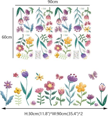 Runtoo Garden Flower Wall Corner Decals Floral Baseboard Wall Stickers Baby Nursery Girls Bedroom Classroom Window Clings Decor in Saudi Arabia