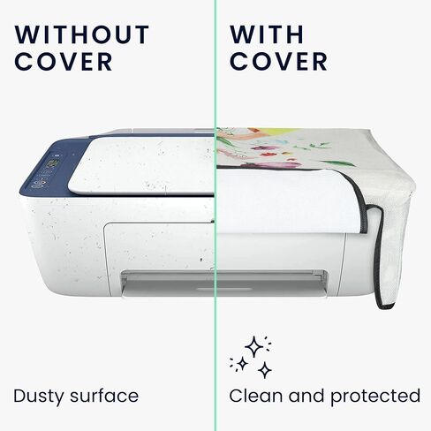 kwmobile Linen Printer Cover Compatible with HP DeskJet 2755e / 2720e Case - Watercolor Flowers Dusty Pink/Violet/Yellow in Saudi Arabia