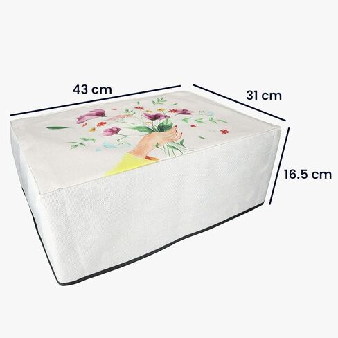 kwmobile Linen Printer Cover Compatible with HP DeskJet 2755e / 2720e Case - Watercolor Flowers Dusty Pink/Violet/Yellow in Saudi Arabia