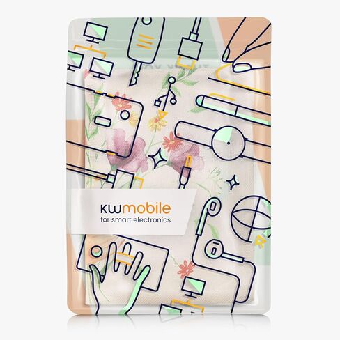 kwmobile Linen Printer Cover Compatible with HP DeskJet 2755e / 2720e Case - Watercolor Flowers Dusty Pink/Violet/Yellow in Saudi Arabia
