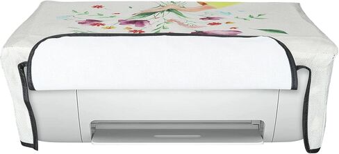 kwmobile Linen Printer Cover Compatible with HP DeskJet 2755e / 2720e Case - Watercolor Flowers Dusty Pink/Violet/Yellow in Saudi Arabia