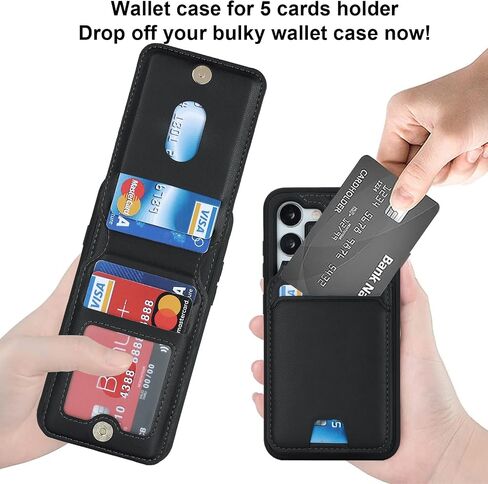 Samsung Galaxy S23 case with Credit Card Holder mag Safe, Galaxy S23 Phone Leather Case Wallet for Women Compatible mag Safe Wallet Detachable 2-in-1 for Men-Black in Saudi Arabia
