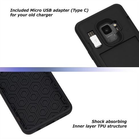 حافظة TORU CX PRO لهاتف Galaxy S9، مع حامل بطاقة | غطاء واقٍ نحيف مضاد للصدمات مع مسند مخفي لبطاقات الائتمان ومحفظة قابلة للطي ومسند | تتضمن مرآة ومحول USB - أزرق in Kuwait