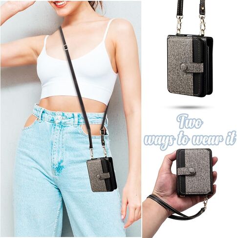 Phone Case for Samsung Galaxy Z Flip 5 5G 2023 Wallet Cover with Wrist Crossbody Wrist Strap Lanyard Card Holder Stand luxury leather Slim Shockproof Leather ZFlip5 Z5 G Flip5 5Z Women Men Blue in Saudi Arabia