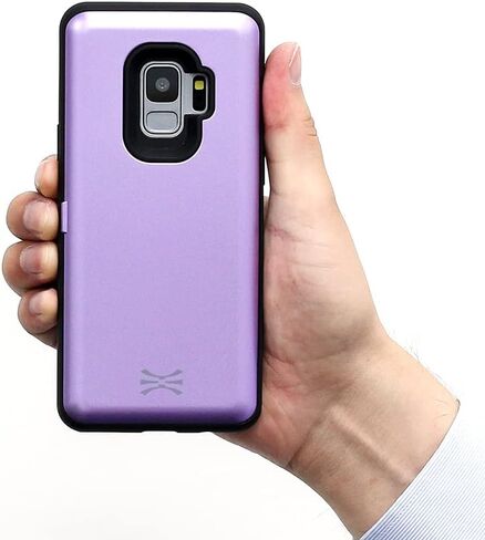 حافظة TORU CX PRO لهاتف Galaxy S9، مع حامل بطاقة | غطاء واقٍ نحيف مضاد للصدمات مع مسند مخفي لبطاقات الائتمان ومحفظة قابلة للطي ومسند | تتضمن مرآة ومحول USB - أزرق in Kuwait