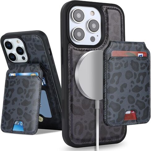 حافظة هاتف iPhone 13 Pro مع حامل بطاقة، حافظة محفظة iPhone 13 Pro للنساء والرجال مع محفظة واقية من جلد البولي يوريثان MagSafe لهاتف iPhone13Pro (وردي) in Kuwait