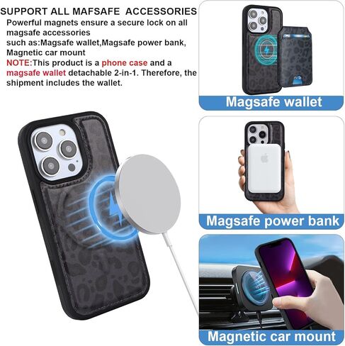 حافظة هاتف iPhone 13 Pro مع حامل بطاقة، حافظة محفظة iPhone 13 Pro للنساء والرجال مع محفظة واقية من جلد البولي يوريثان MagSafe لهاتف iPhone13Pro (وردي) in Kuwait