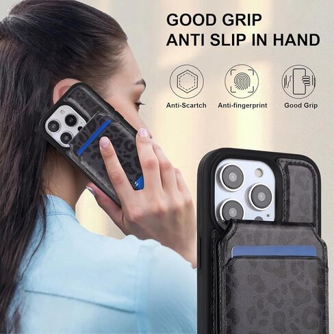 حافظة هاتف iPhone 13 Pro مع حامل بطاقة، حافظة محفظة iPhone 13 Pro للنساء والرجال مع محفظة واقية من جلد البولي يوريثان MagSafe لهاتف iPhone13Pro (وردي) in Kuwait