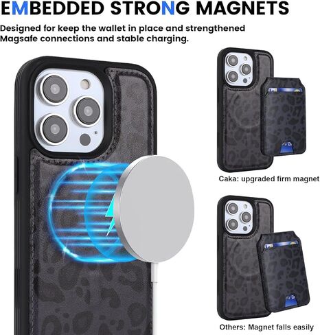 حافظة هاتف iPhone 13 Pro مع حامل بطاقة، حافظة محفظة iPhone 13 Pro للنساء والرجال مع محفظة واقية من جلد البولي يوريثان MagSafe لهاتف iPhone13Pro (وردي) in Kuwait