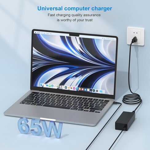 شاحن كمبيوتر محمول USB C عالمي بقدرة 65 وات، بديل لشاحن Chromebook بقدرة 45 وات لأجهزة Lenovo Thinkpad/Yoga، HP Spectre، Dell Chromebook 3100، Latitude 5420، Asus Acer Samsung Google Series Type C سلك طاقة للكمبيوتر in Kuwait