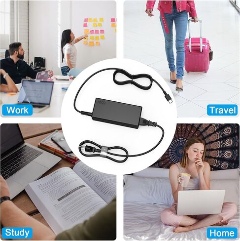 شاحن كمبيوتر محمول USB C عالمي بقدرة 65 وات، بديل لشاحن Chromebook بقدرة 45 وات لأجهزة Lenovo Thinkpad/Yoga، HP Spectre، Dell Chromebook 3100، Latitude 5420، Asus Acer Samsung Google Series Type C سلك طاقة للكمبيوتر in Kuwait