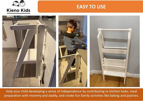 Foldable Kitchen Stool for Kids - Foldable Toddler Tower, Kitchen Stool for Toddlers, Toddler Standing Tower, Toddler Tower, Kids Stool (Wood Color) in Saudi Arabia