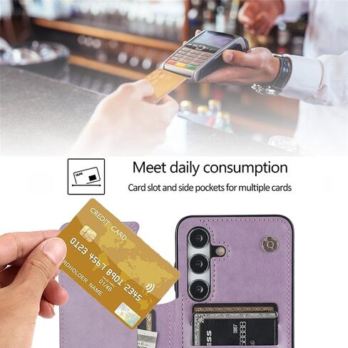 NKECXKJ Design for Galaxy S24 5G Case with Credit Card Holder Slot PU Leather Wallet Phone Cases Stand Kickstand Durable Shockproof Protective Cover for Samsung S 24 Women Men 6.1 inch Black in Saudi Arabia