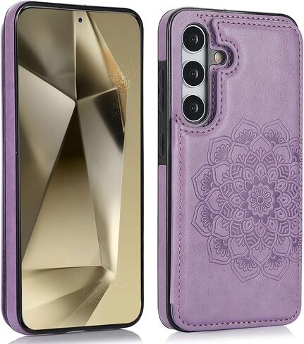 NKECXKJ Design for Galaxy S24 5G Case with Credit Card Holder Slot PU Leather Wallet Phone Cases Stand Kickstand Durable Shockproof Protective Cover for Samsung S 24 Women Men 6.1 inch Black in Saudi Arabia
