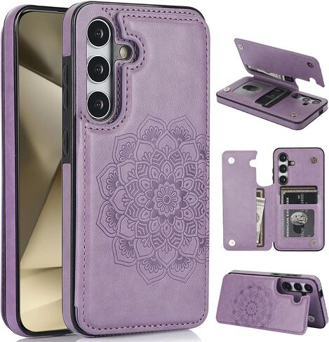 NKECXKJ Design for Galaxy S24 5G Case with Credit Card Holder Slot PU Leather Wallet Phone Cases Stand Kickstand Durable Shockproof Protective Cover for Samsung S 24 Women Men 6.1 inch Black in Saudi Arabia