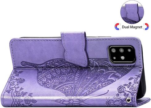 MEUPZZK for Samsung Galaxy A51 4G Wallet Case [Non 5G Version], Embossed Butterfly Premium PU Leather [Folio Flip] [Kickstand] [Card Slots] [Wrist Strap] [6.5 inch] Cover for Samsung A51 4G (A-Blue) in Saudi Arabia