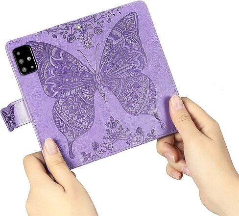 MEUPZZK for Samsung Galaxy A51 4G Wallet Case [Non 5G Version], Embossed Butterfly Premium PU Leather [Folio Flip] [Kickstand] [Card Slots] [Wrist Strap] [6.5 inch] Cover for Samsung A51 4G (A-Blue) in Saudi Arabia