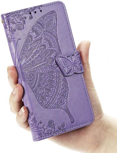 MEUPZZK for Samsung Galaxy A51 4G Wallet Case [Non 5G Version], Embossed Butterfly Premium PU Leather [Folio Flip] [Kickstand] [Card Slots] [Wrist Strap] [6.5 inch] Cover for Samsung A51 4G (A-Blue) in Saudi Arabia