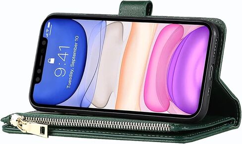 حافظة محفظة Cavor لهاتف iPhone 11، حافظة iPhone 11 مع حامل حزام، حافظة هاتف iPhone 11 مع حامل بطاقة للنساء والرجال، غطاء واقٍ جلدي مغناطيسي مقاوم للصدمات، أخضر داكن in Saudi Arabia