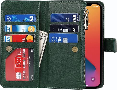 حافظة محفظة Cavor لهاتف iPhone 11، حافظة iPhone 11 مع حامل حزام، حافظة هاتف iPhone 11 مع حامل بطاقة للنساء والرجال، غطاء واقٍ جلدي مغناطيسي مقاوم للصدمات، أخضر داكن in Saudi Arabia