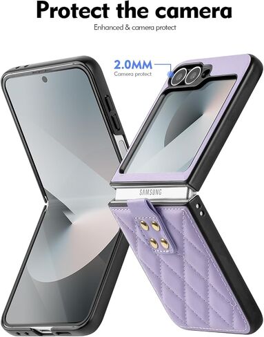 for Samsung Galaxy Z Flip 6 5G Case,Galaxy Z Flip 6 Leather Case,PU Leather+TPU Shell Ultra Thin Slim Durable Non-Slip Phone Case Protective Cover,for Galaxy Z Flip6 5G 2024,Light Purple in Kuwait
