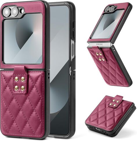 for Samsung Galaxy Z Flip 6 5G Case,Galaxy Z Flip 6 Leather Case,PU Leather+TPU Shell Ultra Thin Slim Durable Non-Slip Phone Case Protective Cover,for Galaxy Z Flip6 5G 2024,Light Purple in Kuwait
