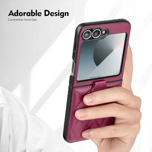 for Samsung Galaxy Z Flip 6 5G Case,Galaxy Z Flip 6 Leather Case,PU Leather+TPU Shell Ultra Thin Slim Durable Non-Slip Phone Case Protective Cover,for Galaxy Z Flip6 5G 2024,Light Purple in Kuwait