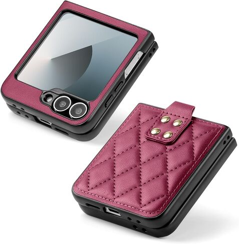 for Samsung Galaxy Z Flip 6 5G Case,Galaxy Z Flip 6 Leather Case,PU Leather+TPU Shell Ultra Thin Slim Durable Non-Slip Phone Case Protective Cover,for Galaxy Z Flip6 5G 2024,Light Purple in Kuwait