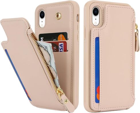 Cavor for iPhone Xr Case with Card Holder,iPhone Xr Wallet Case for Women Men,Phone Case iPhone Xr Case with Wallet,Leather Magnetic Clasp Zipper Pocket Card Slots Cover-Black in Saudi Arabia