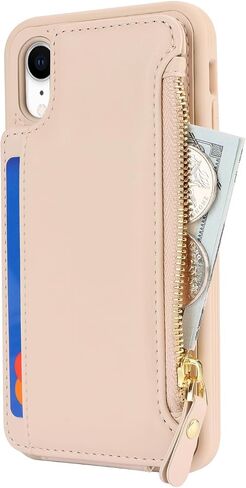Cavor for iPhone Xr Case with Card Holder,iPhone Xr Wallet Case for Women Men,Phone Case iPhone Xr Case with Wallet,Leather Magnetic Clasp Zipper Pocket Card Slots Cover-Black in Saudi Arabia