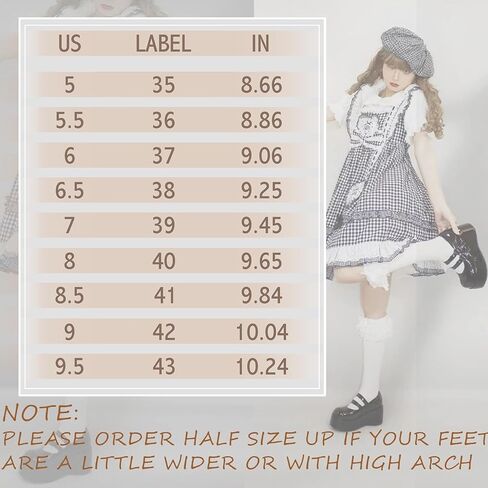 أحذية ماري جين ذات نعل سميك للنساء والفتيات، حزام للكاحل بمقدمة مستديرة، فستان موحد مكتنز، حذاء أوكسفورد أسود US7 in Kuwait