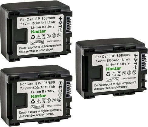 بطارية Kastar BP-809 3 عبوات 7.4 فولت 1500 مللي أمبير في الساعة بديلة لكاميرا Canon VIXIA HF20، VIXIA HF21، VIXIA HF100، VIXIA HF200، VIXIA HG30، VIXIA XA10 XA10 HD in Saudi Arabia