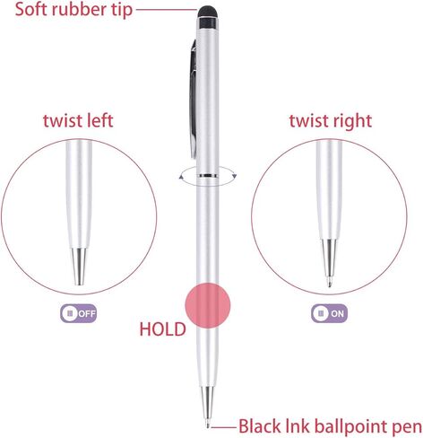 2 in 1 Capacitive Stylus Ballpoint Pen Stylus for iPad, Tablet, iPhone, Kindle, Samsung and Other Touch Screen Devices, 5 Pack in Kuwait
