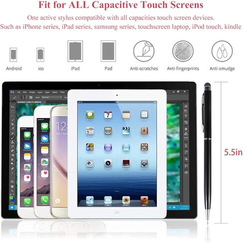 2 in 1 Capacitive Stylus Ballpoint Pen Stylus for iPad, Tablet, iPhone, Kindle, Samsung and Other Touch Screen Devices, 5 Pack in Kuwait
